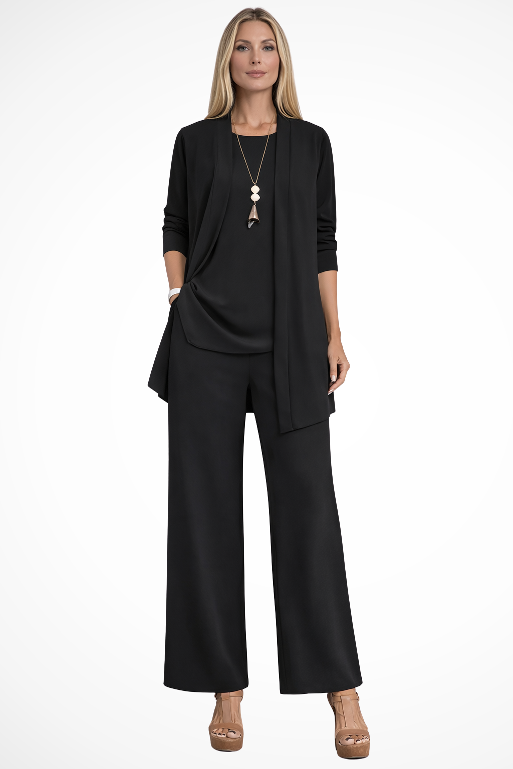 Florence - Women's Elegant Occasion Trouser Set with Waterfall Jacket