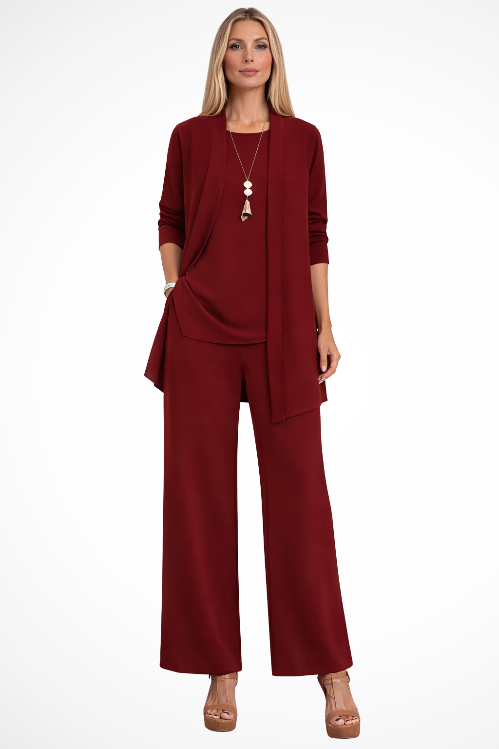 Florence - Women's Elegant Occasion Trouser Set with Waterfall Jacket