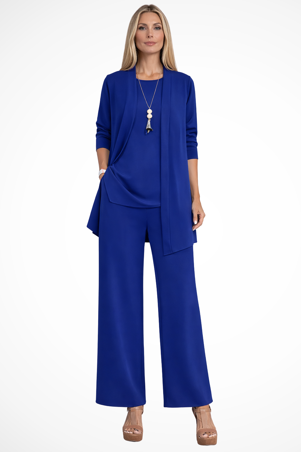 Florence - Women's Elegant Occasion Trouser Set with Waterfall Jacket