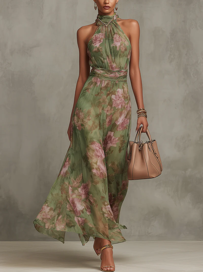Freya - Boho Women's Maxi Dress with Halter Neck and Flowing Silhouette