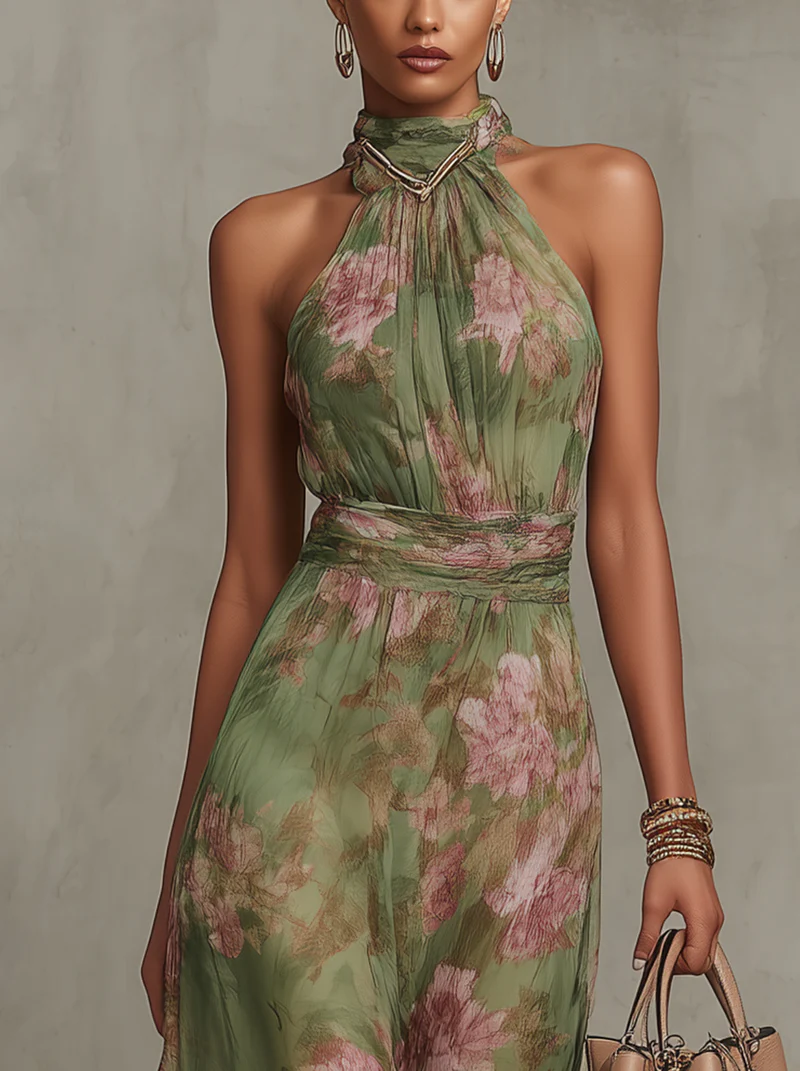 Freya - Boho Women's Maxi Dress with Halter Neck and Flowing Silhouette