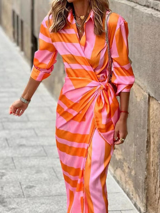 Freya - Chic Women's Summer Wrap Dress with Collar Detail and Ruched Waist