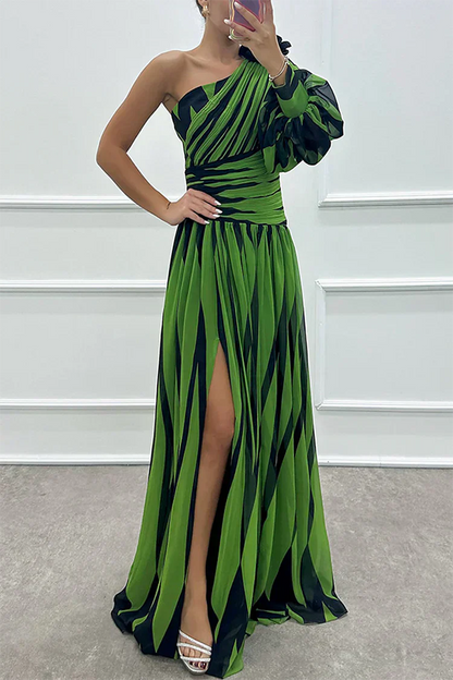 Freya - Chic Women's Wedding Guest Dress with One Shoulder Neckline and Leg Slit