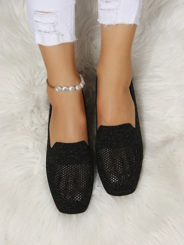 Freya - Preppy Women's Platform Ballet Flats with Square Toe and Slip-On Fit
