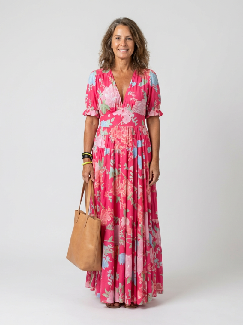 Freya - Vintage Women's Summer Dress with Puff Sleeves and Smocked Waist