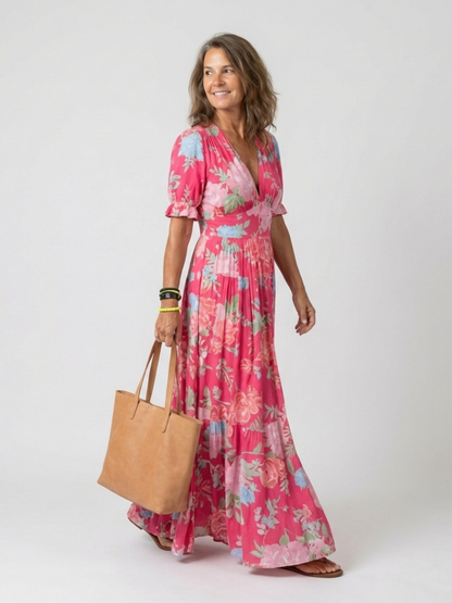 Freya - Vintage Women's Summer Dress with Puff Sleeves and Smocked Waist