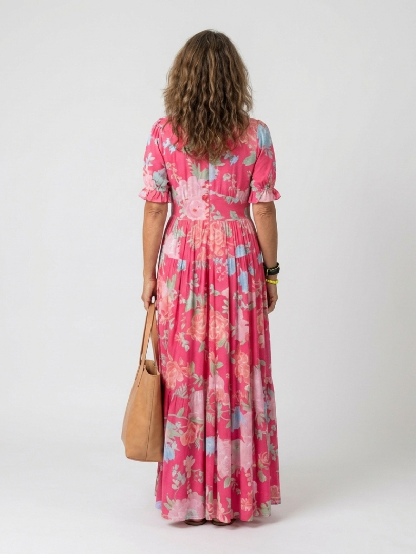 Freya - Vintage Women's Summer Dress with Puff Sleeves and Smocked Waist