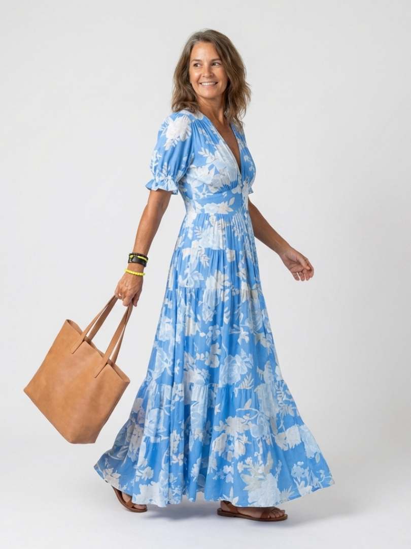 Freya - Vintage Women's Summer Dress with Puff Sleeves and Smocked Waist