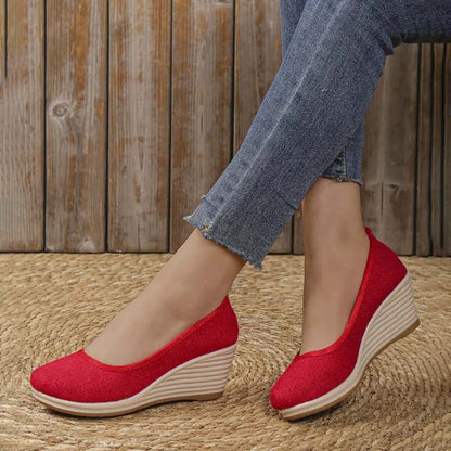 Grace - Casual Women's Comfort Trainers with Espadrille Wedge Sole and Round Toe