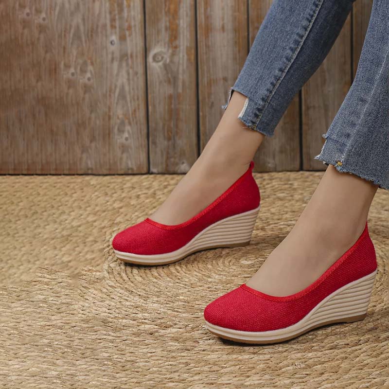 Grace - Casual Women's Comfort Trainers with Espadrille Wedge Sole and Round Toe