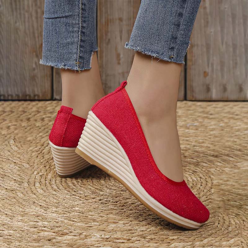 Grace - Casual Women's Comfort Trainers with Espadrille Wedge Sole and Round Toe