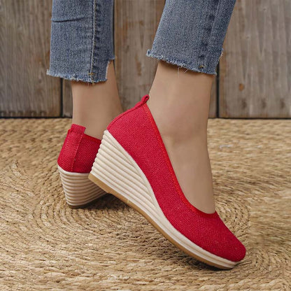 Grace - Casual Women's Comfort Trainers with Espadrille Wedge Sole and Round Toe