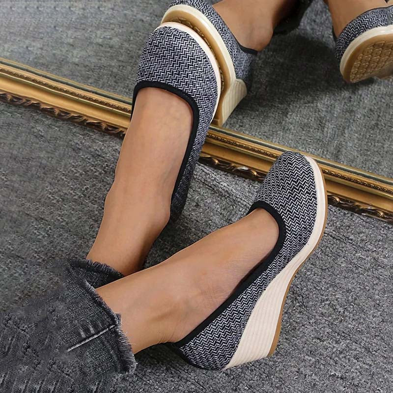 Grace - Casual Women's Comfort Trainers with Espadrille Wedge Sole and Round Toe