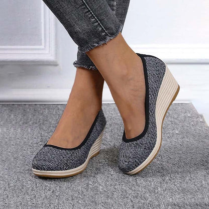 Grace - Casual Women's Comfort Trainers with Espadrille Wedge Sole and Round Toe