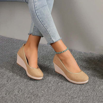 Grace - Casual Women's Comfort Trainers with Espadrille Wedge Sole and Round Toe