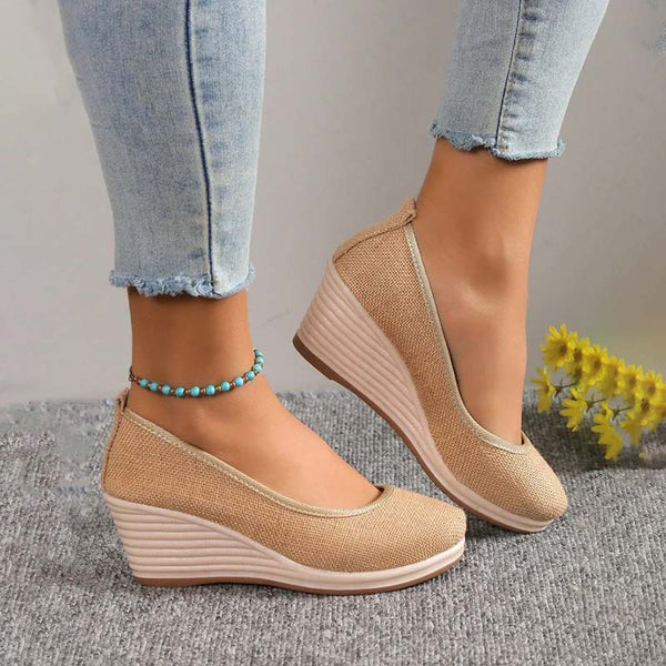 Grace - Casual Women's Comfort Trainers with Espadrille Wedge Sole and Round Toe