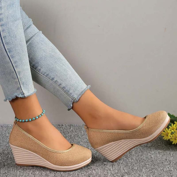 Grace - Casual Women's Comfort Trainers with Espadrille Wedge Sole and Round Toe