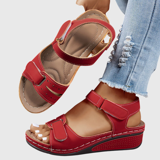 Grace - Casual Women's Orthopedic Wedge Sandals with Adjustable Hook and Loop Straps