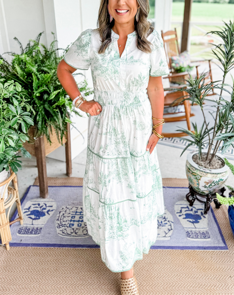 Grace - Elegant Women's Wedding Guest Maxi Dress with Smocked Waist and Tiered Skirt