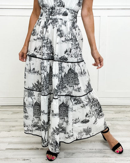 Grace - Elegant Women's Wedding Guest Maxi Dress with Smocked Waist and Tiered Skirt
