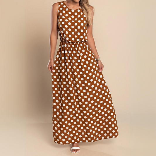 Grace - Vintage Women's Maxi Dress with Sleeveless Design and Elastic Waist
