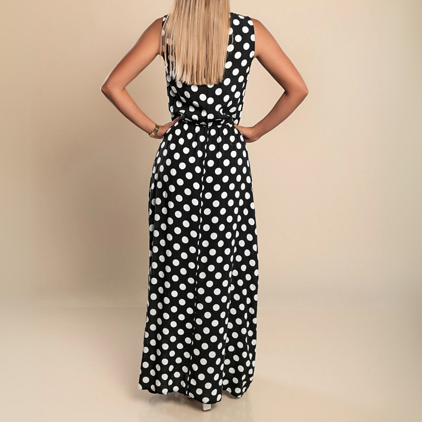 Grace - Vintage Women's Maxi Dress with Sleeveless Design and Elastic Waist