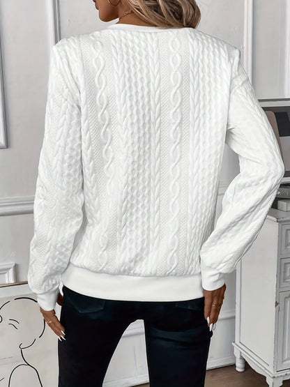 Grace - Women's Comfort Quarter Zip Pullover Knitted Style Cable Detail