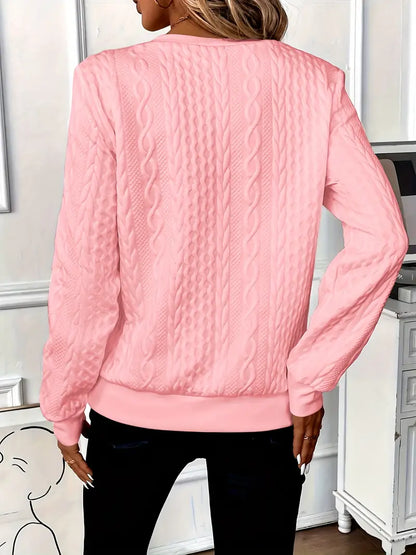 Grace - Women's Comfort Quarter Zip Pullover Knitted Style Cable Detail