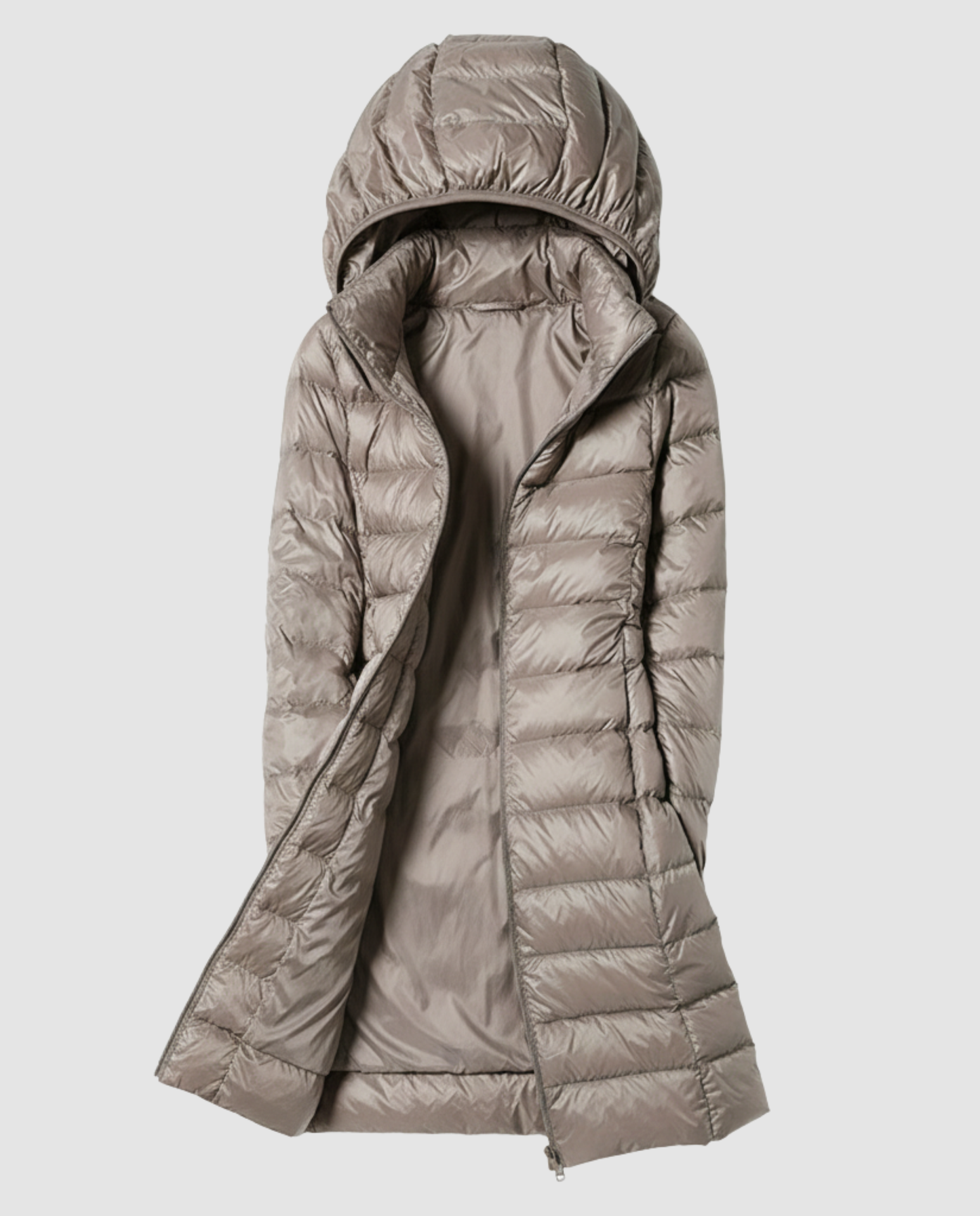 Grace - Women's Lightweight Long Puffer Jacket for Autumn with Hood