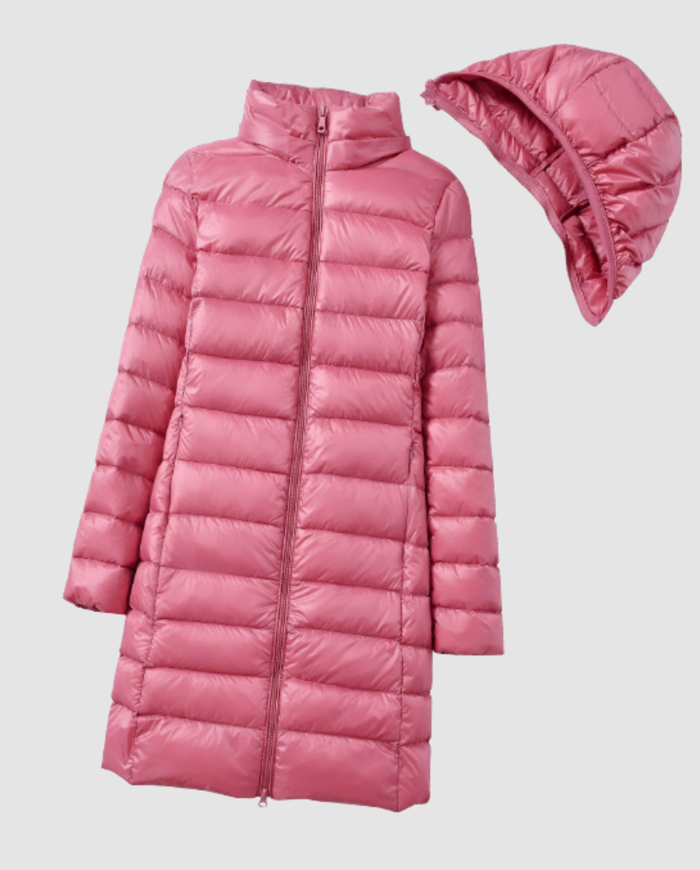 Grace - Women's Lightweight Long Puffer Jacket for Autumn with Hood