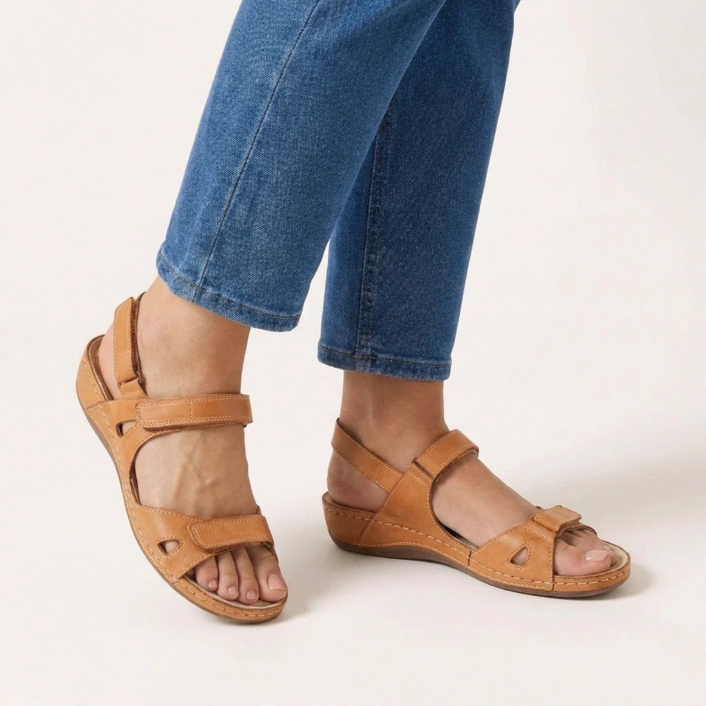 Hannah - Relaxed Women's Orthopedic Sandals with Dual Adjustable Straps and Cushioned Wedge