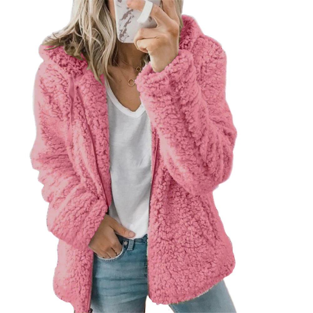 Hannah - Women's Hooded Teddy Jacket for Autumn with Zip Fastening