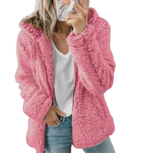 Hannah - Women's Hooded Teddy Jacket for Autumn with Zip Fastening