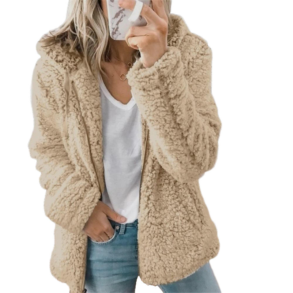 Hannah - Women's Hooded Teddy Jacket for Autumn with Zip Fastening