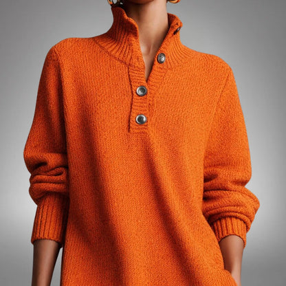 Hannah - Women's Knitted Jumper Dress Comfort Fit with Button Collar
