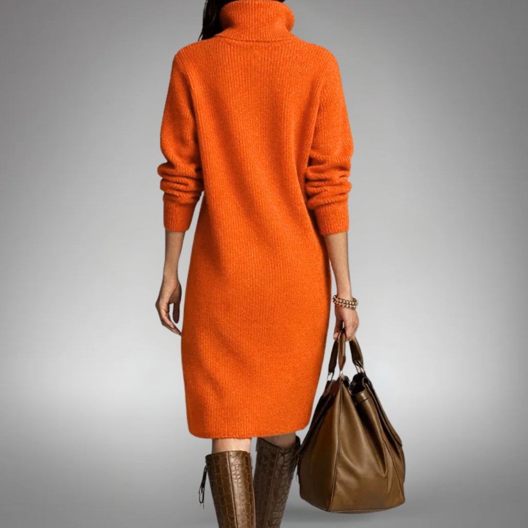 Hannah - Women's Knitted Jumper Dress Comfort Fit with Button Collar