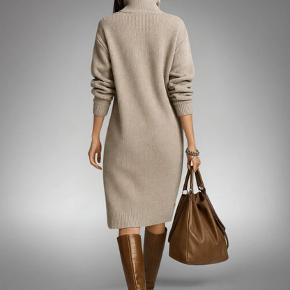 Hannah - Women's Knitted Jumper Dress Comfort Fit with Button Collar
