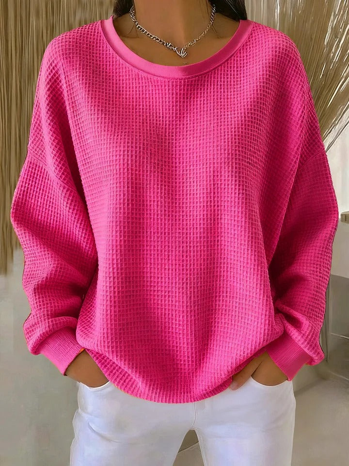 Hannah - Women's Oversized Sweatshirt with Waffle Knit Comfort Fit