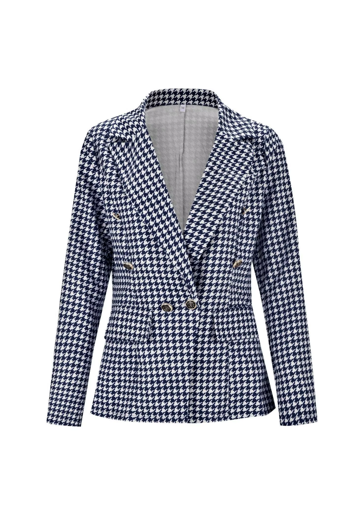 Hannah - Women's Wool Style Blazer for Autumn with Houndstooth Check Print