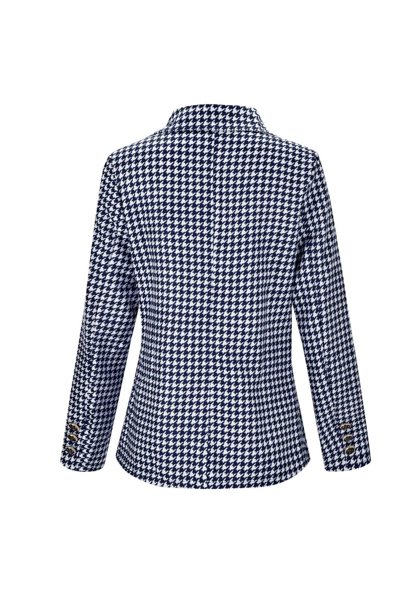 Hannah - Women's Wool Style Blazer for Autumn with Houndstooth Check Print