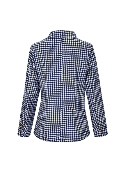 Hannah - Women's Wool Style Blazer for Autumn with Houndstooth Check Print