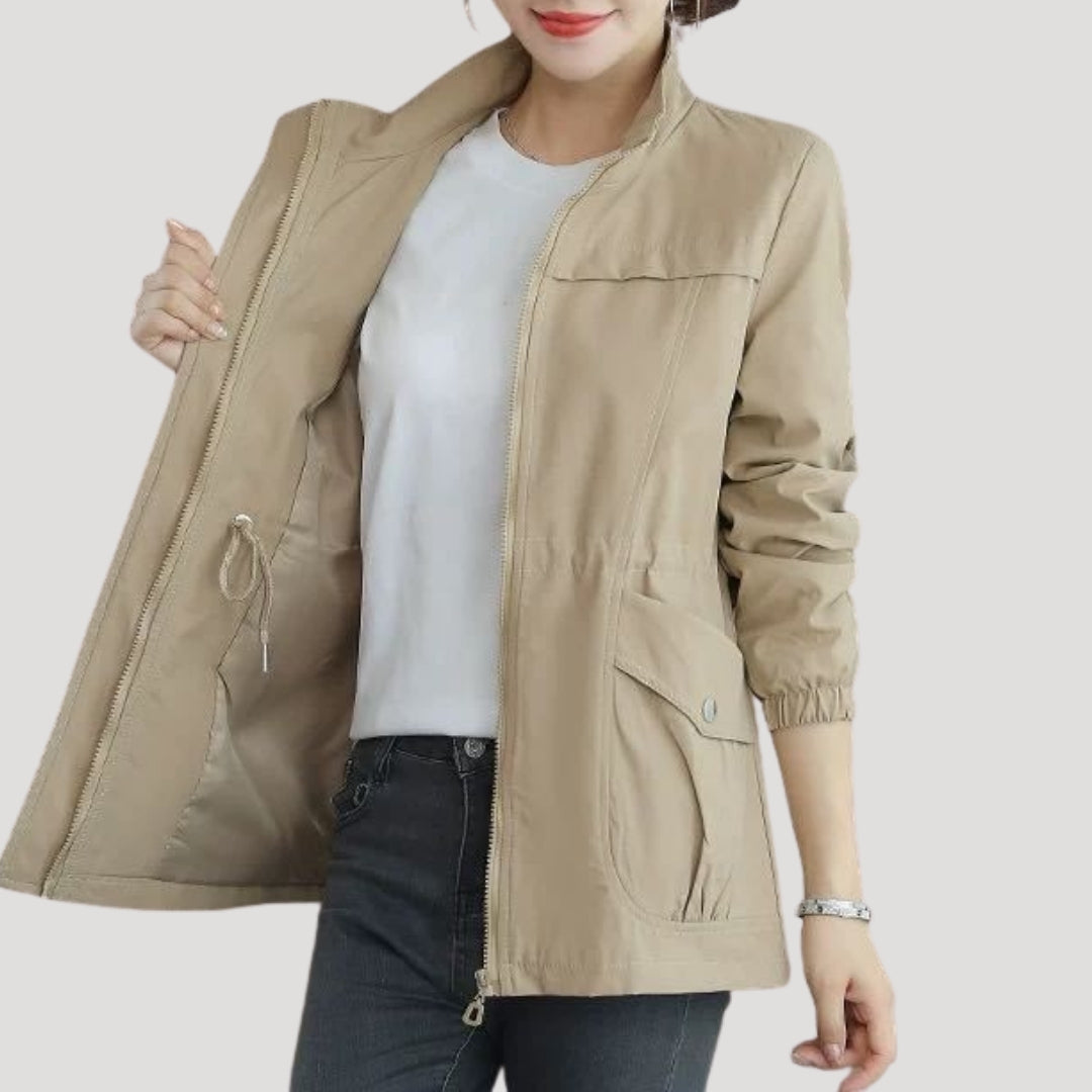 Iris - Women's Lightweight Windproof Raincoat with Drawstring Waist