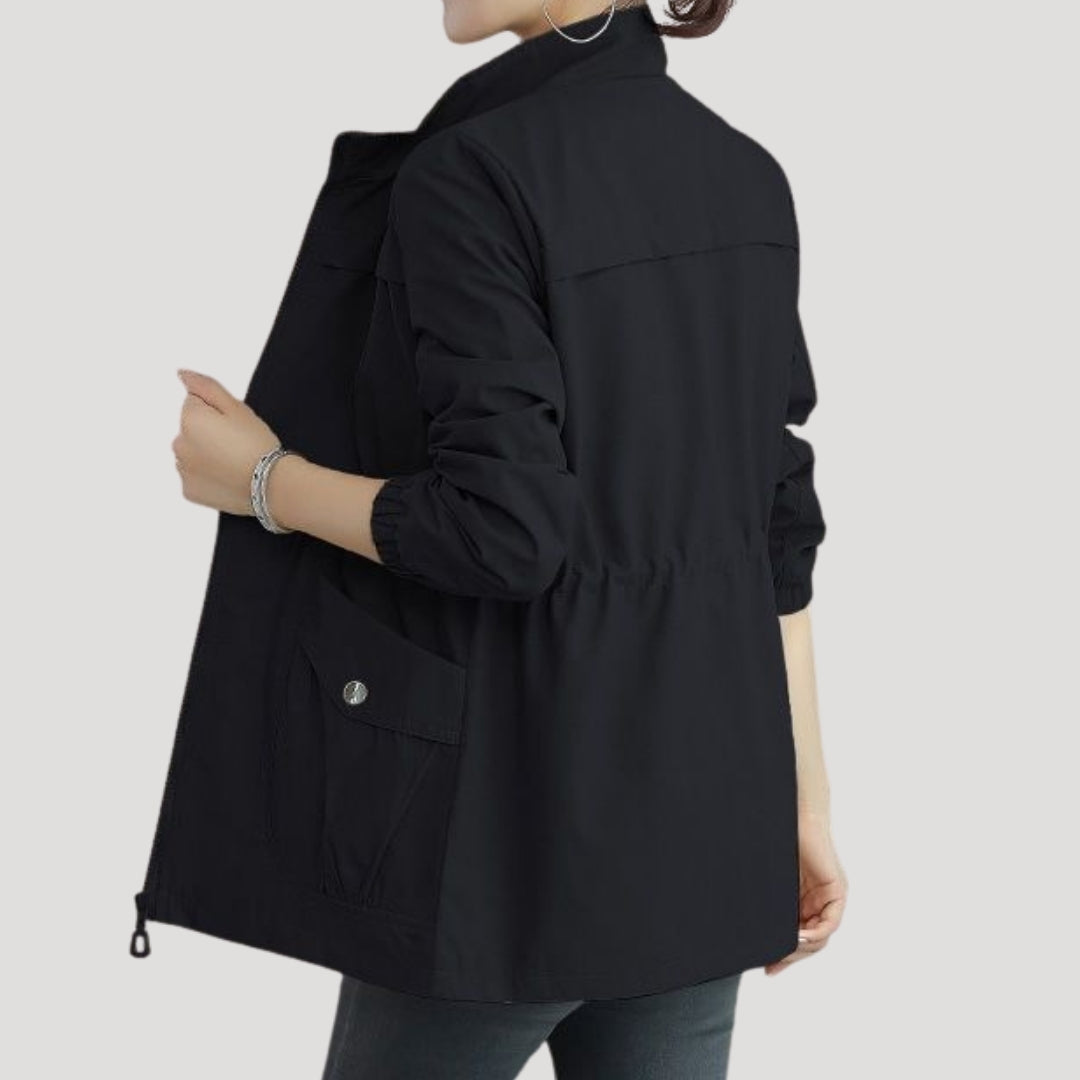 Iris - Women's Lightweight Windproof Raincoat with Drawstring Waist