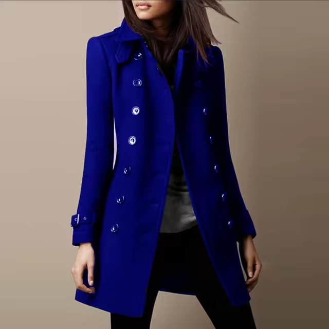 Iris - Women's Long Casual Winter Coats with Double Breasted Buttons