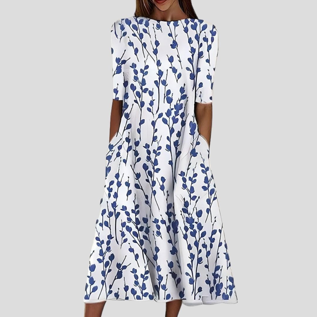 Isla - Boho Women's Maxi Summer Dress with Pockets and Round Neckline