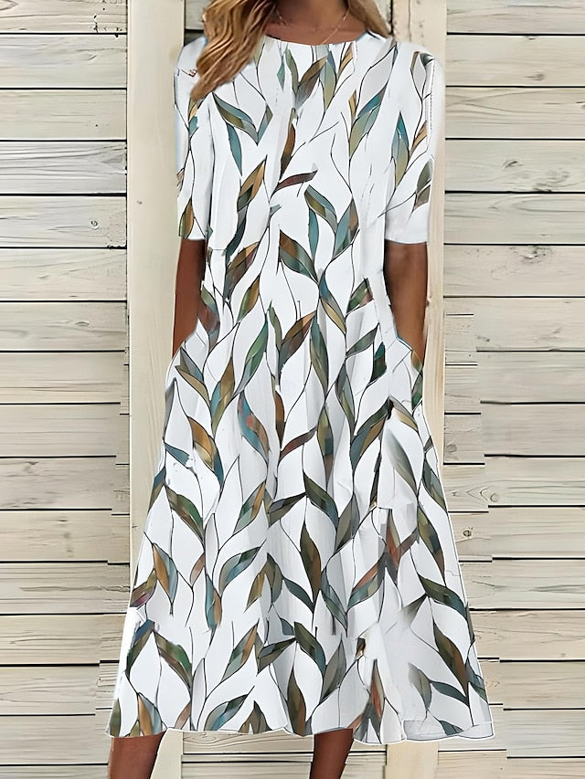 Isla - Boho Women's Maxi Summer Dress with Pockets and Round Neckline