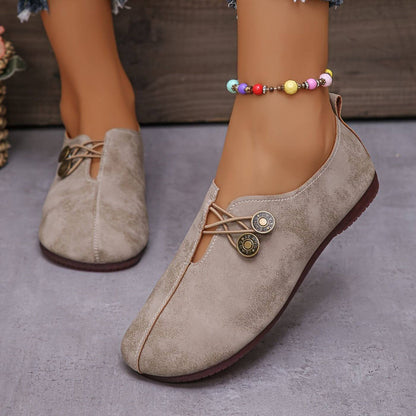 Isla - Vintage Women's Orthopedic Slip On Shoes with Elastic Strap and Round Toe