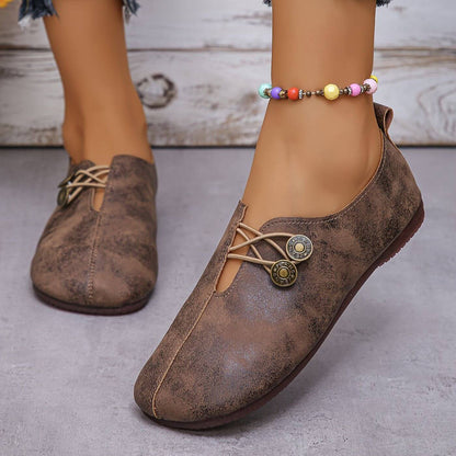 Isla - Vintage Women's Orthopedic Slip On Shoes with Elastic Strap and Round Toe