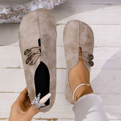 Isla - Vintage Women's Orthopedic Slip On Shoes with Elastic Strap and Round Toe