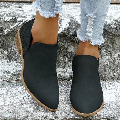 Isla - Women's Autumn Ankle Boots with Laser Cut Detail and Block Heel
